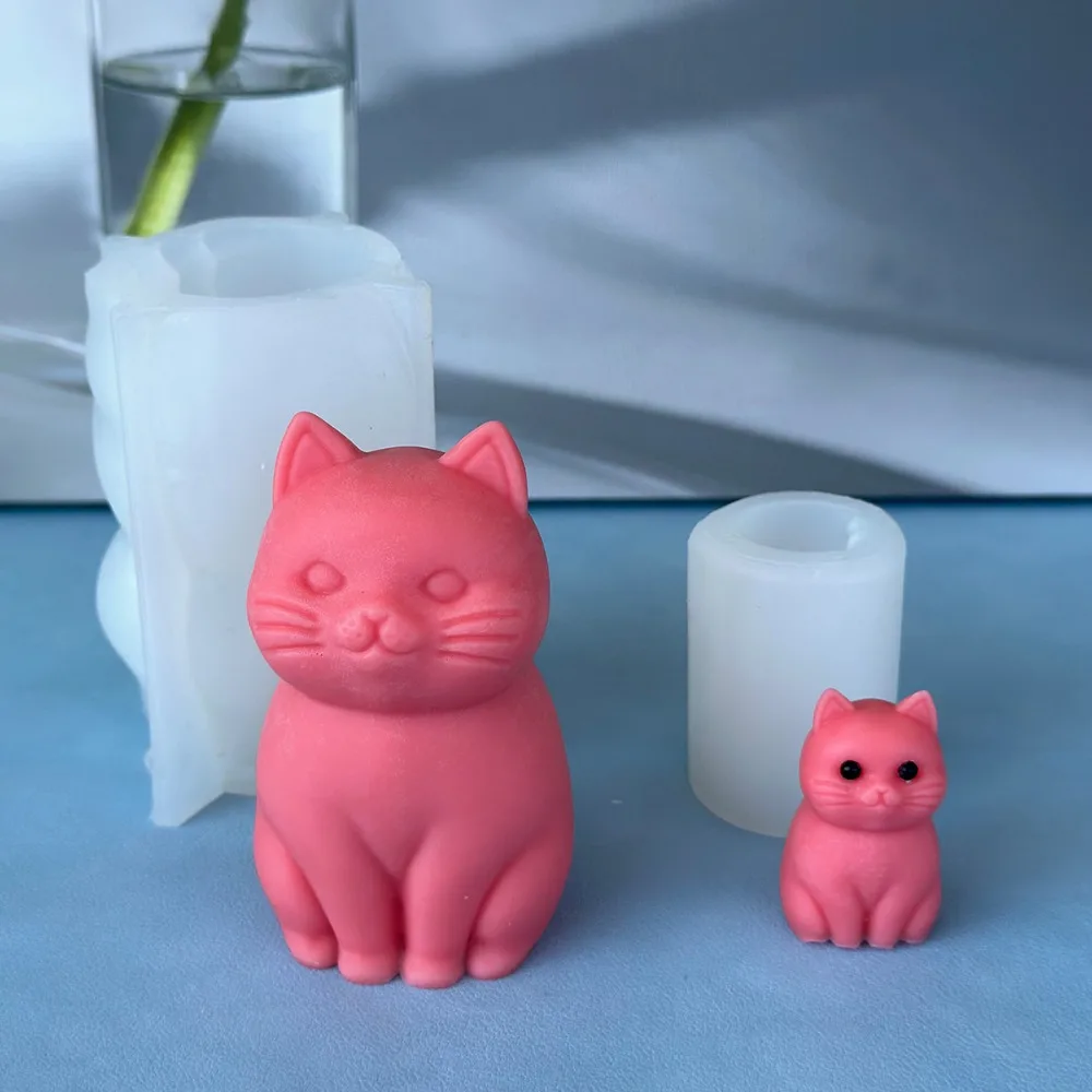 Soap Making Animal Fat - แม่พิมพ์ซิลิโคนรูปแมวอ้วน 3 มิติ สำหรับทำเทียน DIY แม่พิมพ์ยิปซัมรูปคิตตี้น่ารัก